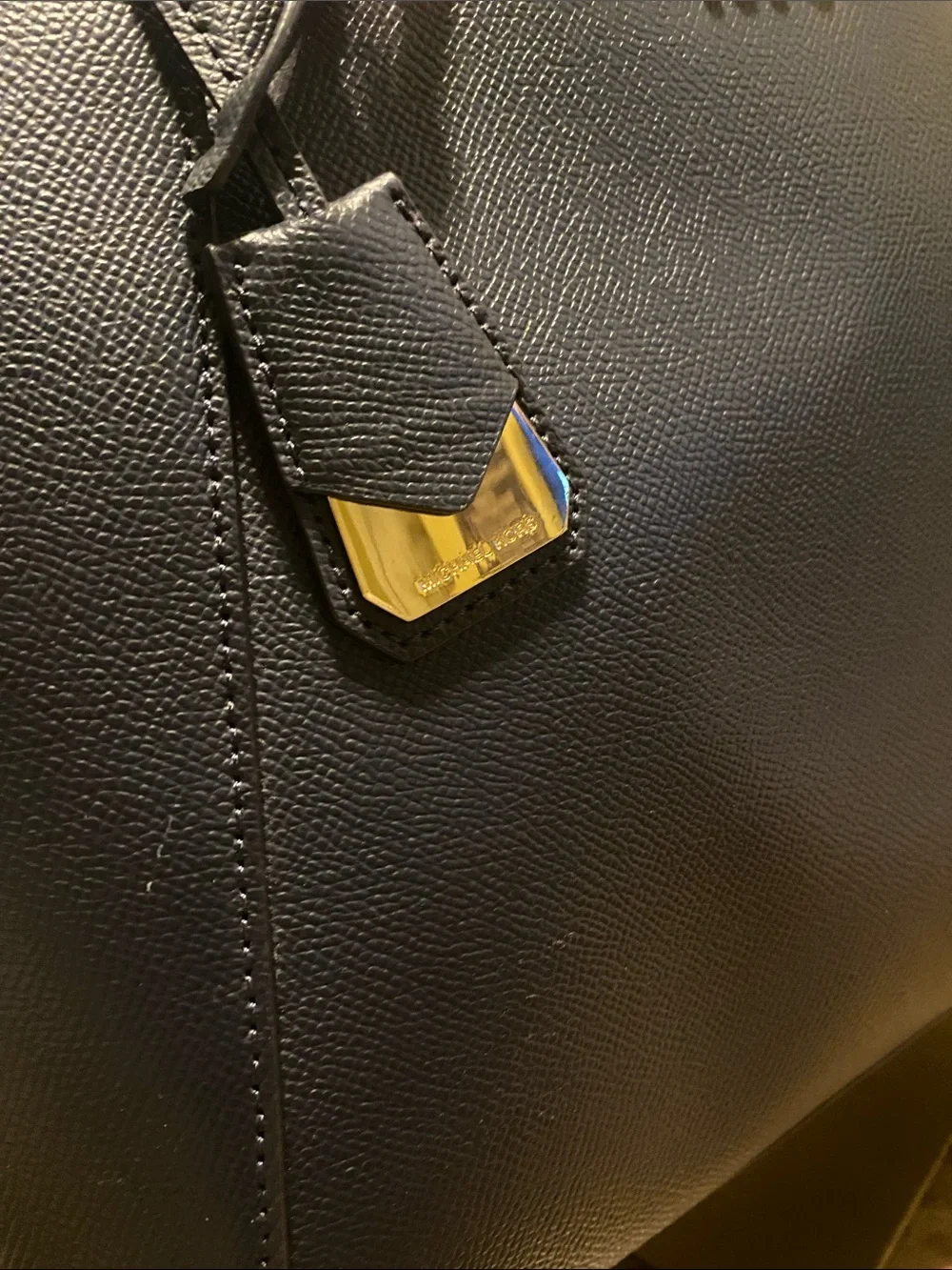 Michael Kors Dark Navy Saffiano Tote with Gold Hardware